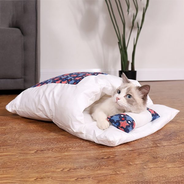 Warm Cat Sleeping Bag with Pillow - Image 2