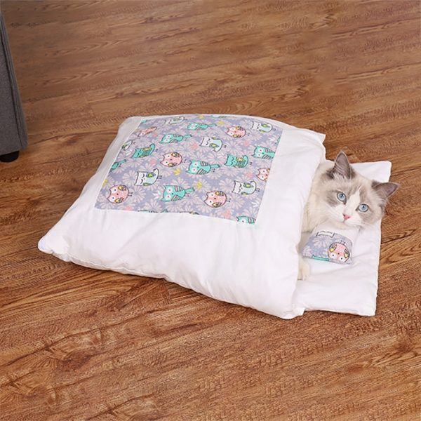 Warm Cat Sleeping Bag with Pillow - Image 5