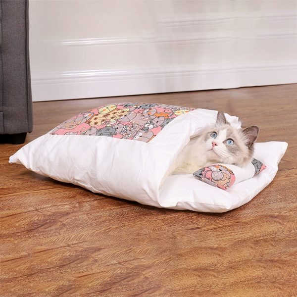 Warm Cat Sleeping Bag with Pillow - Image 6